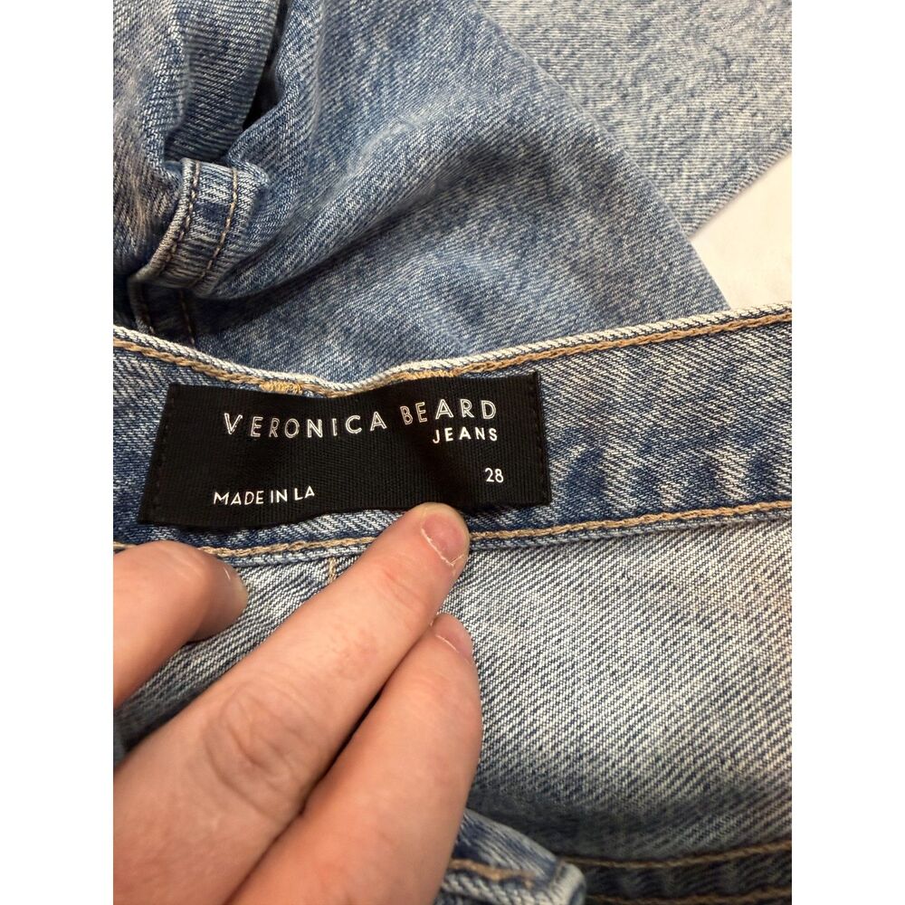 Veronica Beard Dylan High Rise Full Length Straight Jeans Pebble Stone Size 28 - Picture 10 of 14